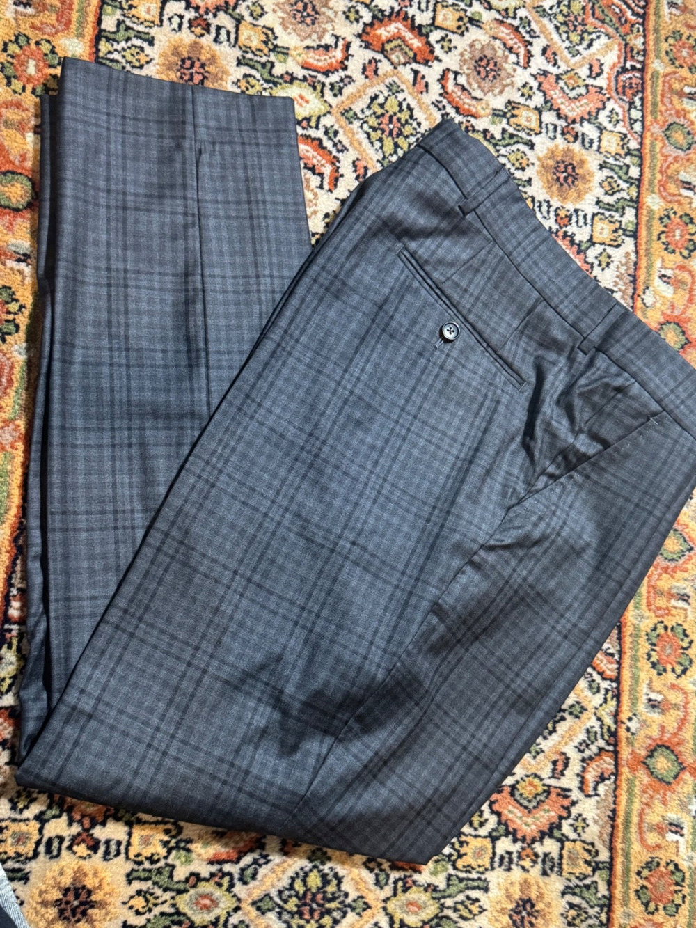 Tom Ford Gray Plaid Flannel Trousers 58R 37 Waist 30.5 Inseam Suit Pants Wool